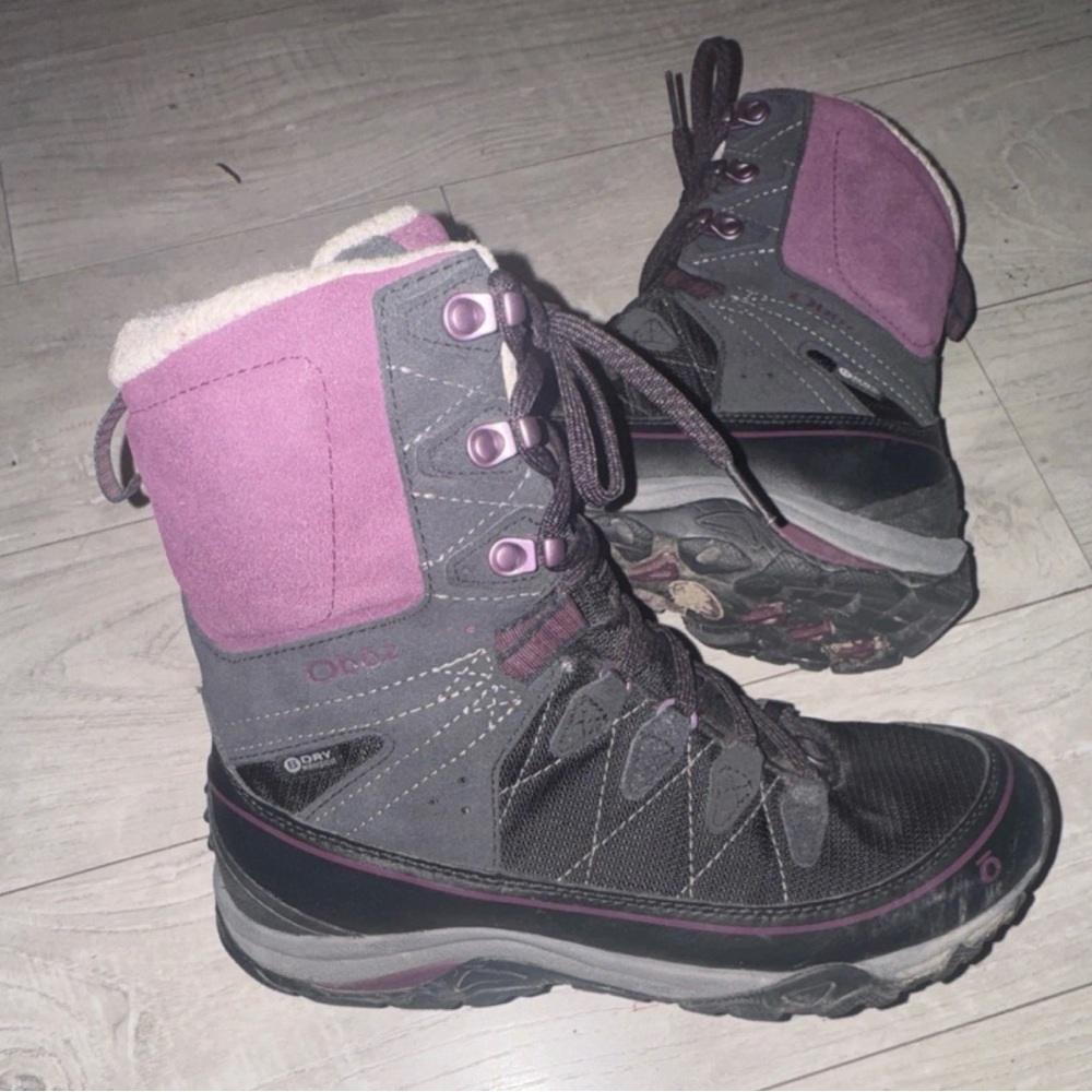 Oboz juniper 8 insulated waterproof Women's Gray and Purple Winter Hiking Boots
